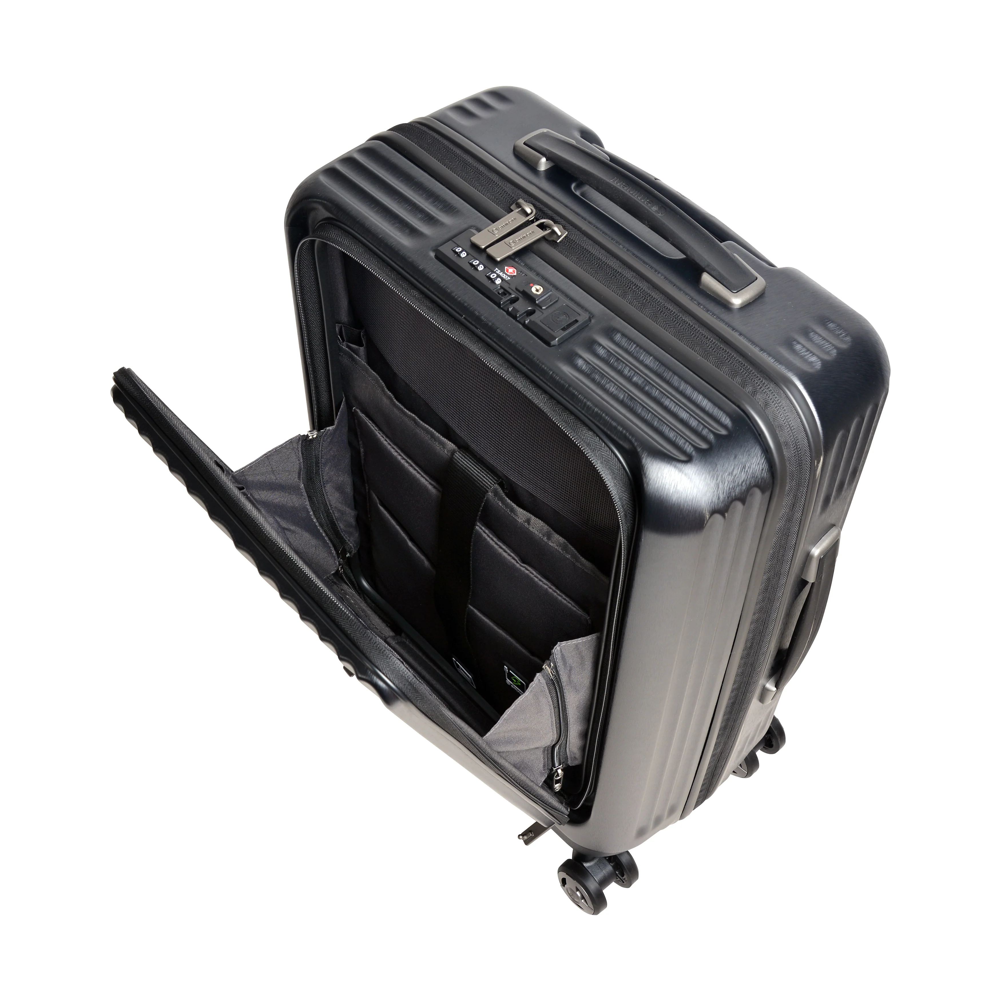 Eminent - Carry On 55cm - Black Top lid Front Opening design Hardside Small Trolley case with USB port KK50C - Image 10
