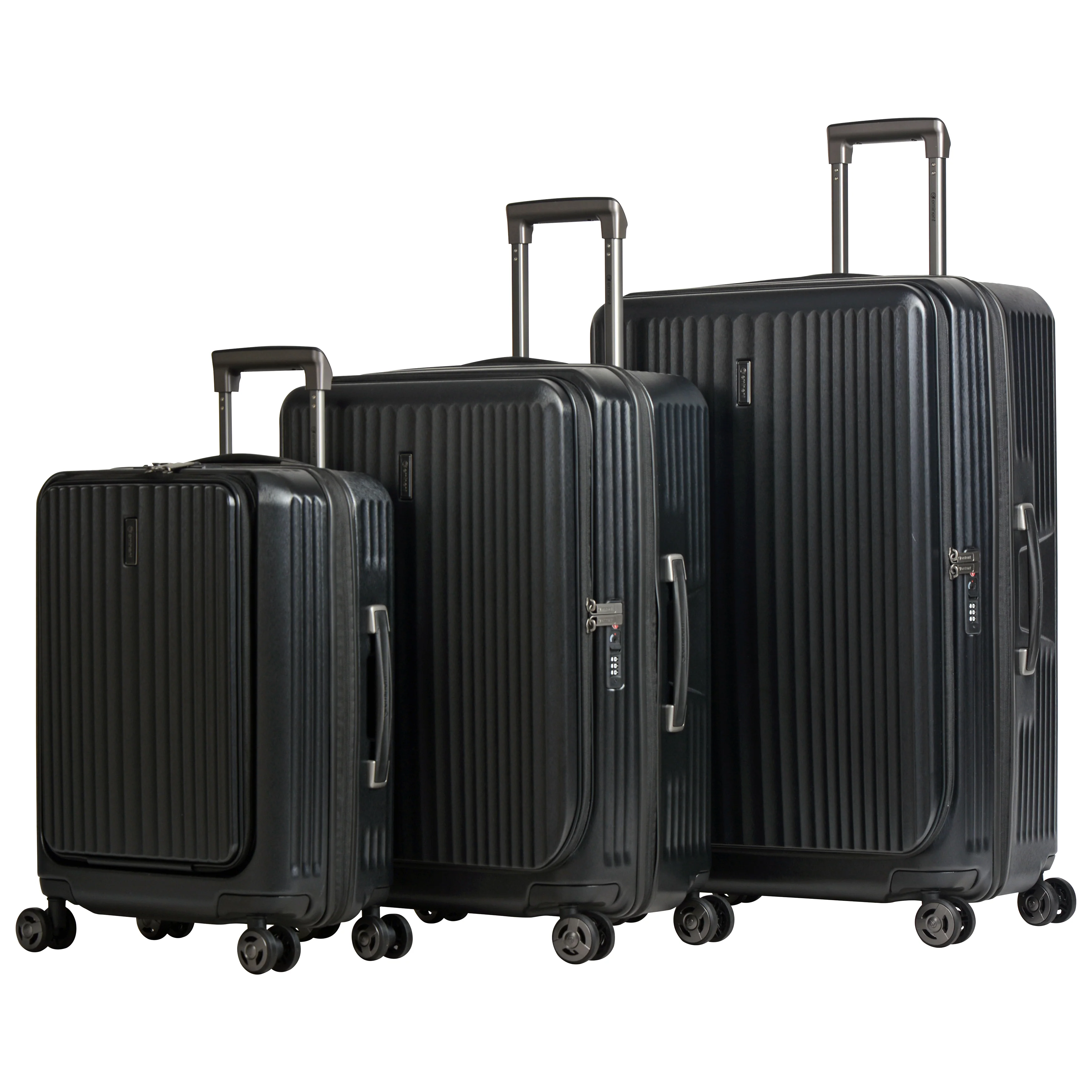 Eminent - Carry On 55cm - Black Top lid Front Opening design Hardside Small Trolley case with USB port KK50C - Image 9