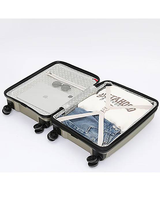 Tosca 55cm Space-X Collection Polypropylene Top-Lid opening Carry-on luxury trolley case TCA100C Champagne - Image 4
