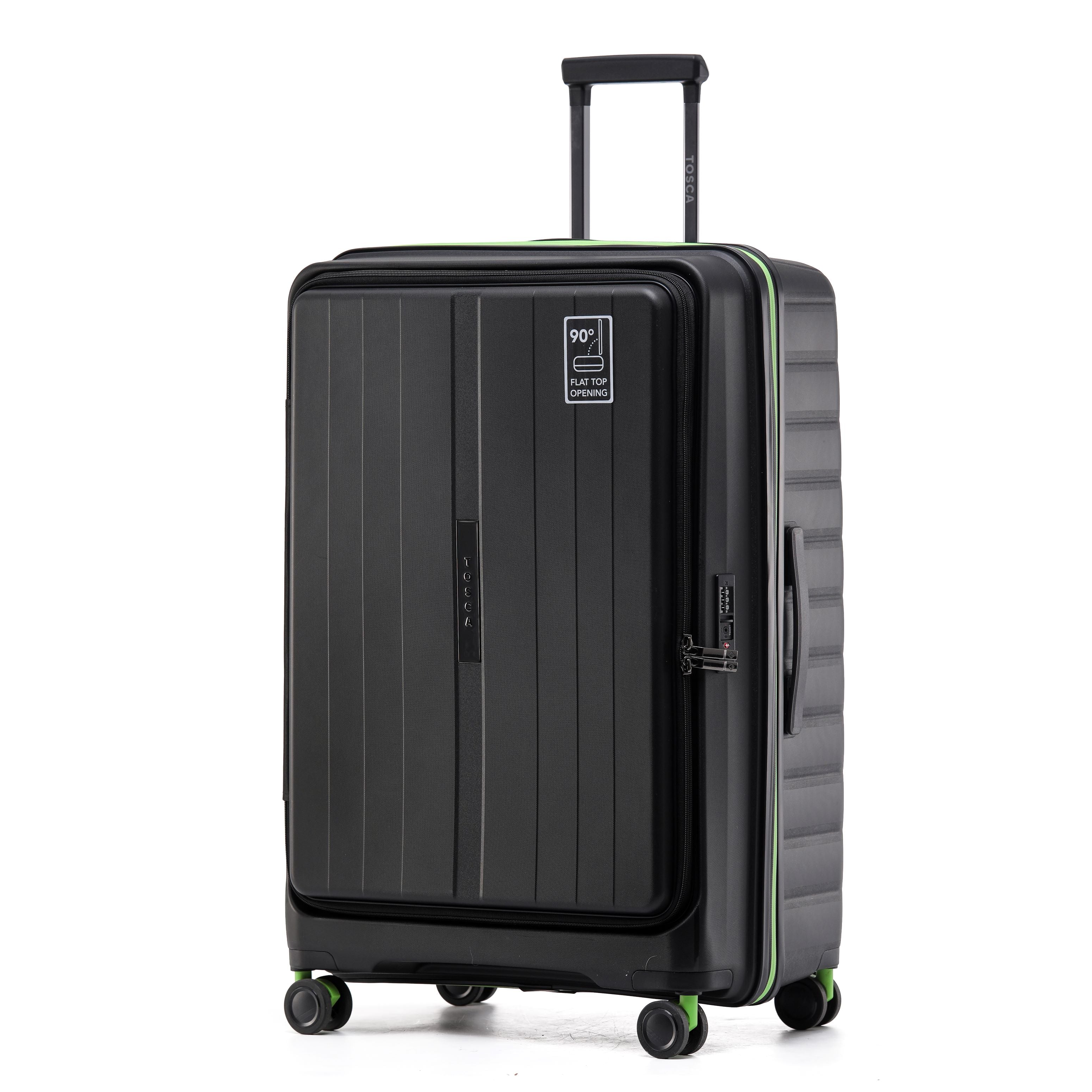 Tosca Cruiser Collection polypropylene front access trolley case TCA875A Black-Lime trim