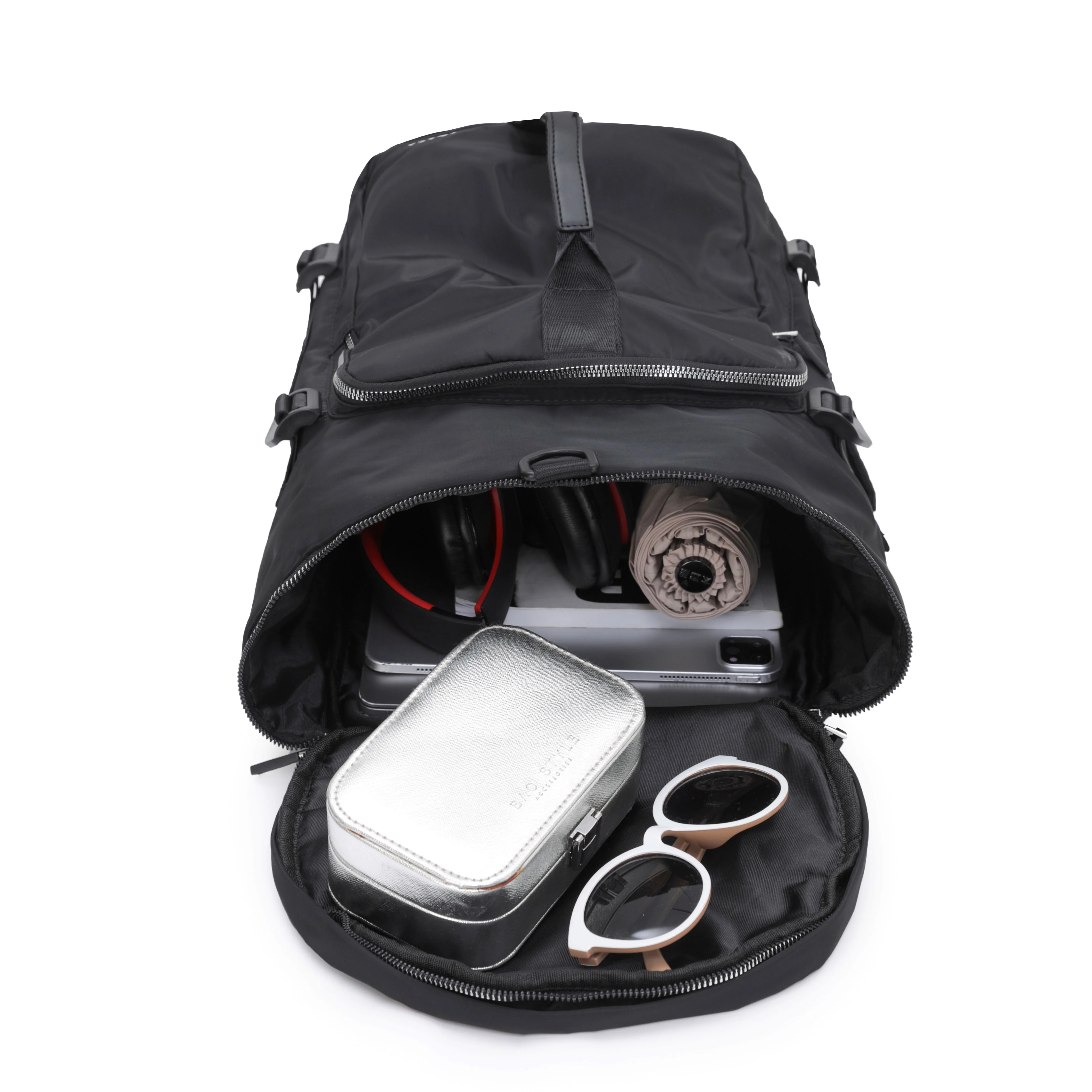 Tosca Harlow Range 43cm-H Top Lid opening Barrel Back Pack TCA962-Black - Image 3