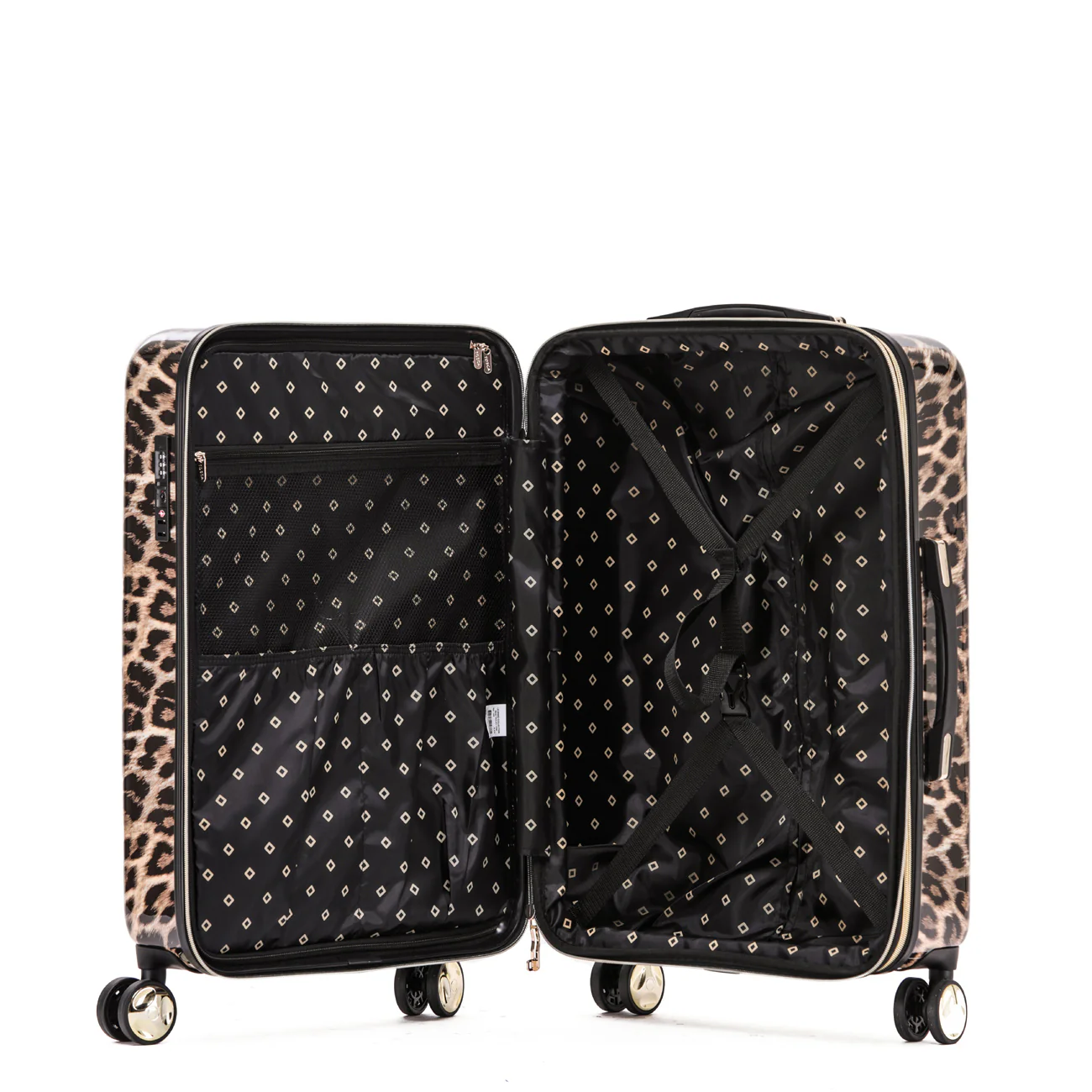 Tosca Checked Hard Side Leopard 78cm Collection Polycarbonate 4-Wheel Suitcase TCA111A Leopard - Image 4