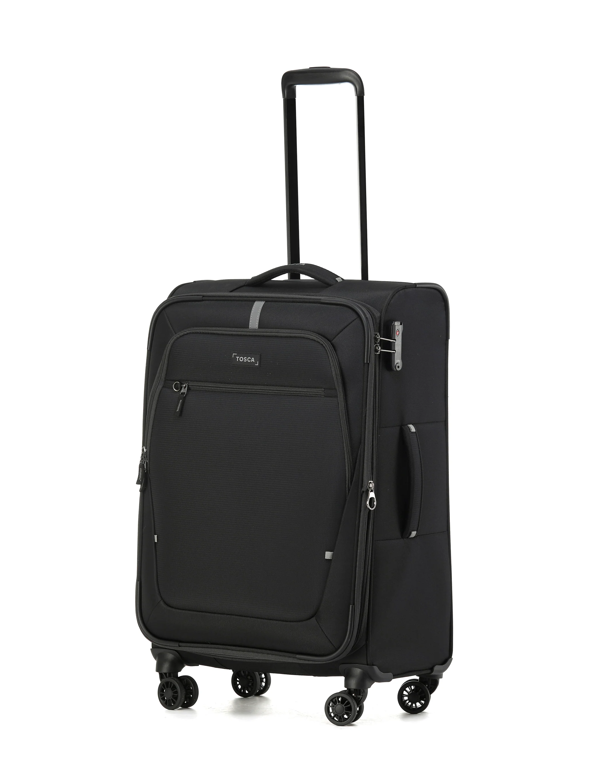 Tosca Luna-Lite Collection 65cm Softside checked four wheel trolley case TCA234B-Black/Grey - Image 2