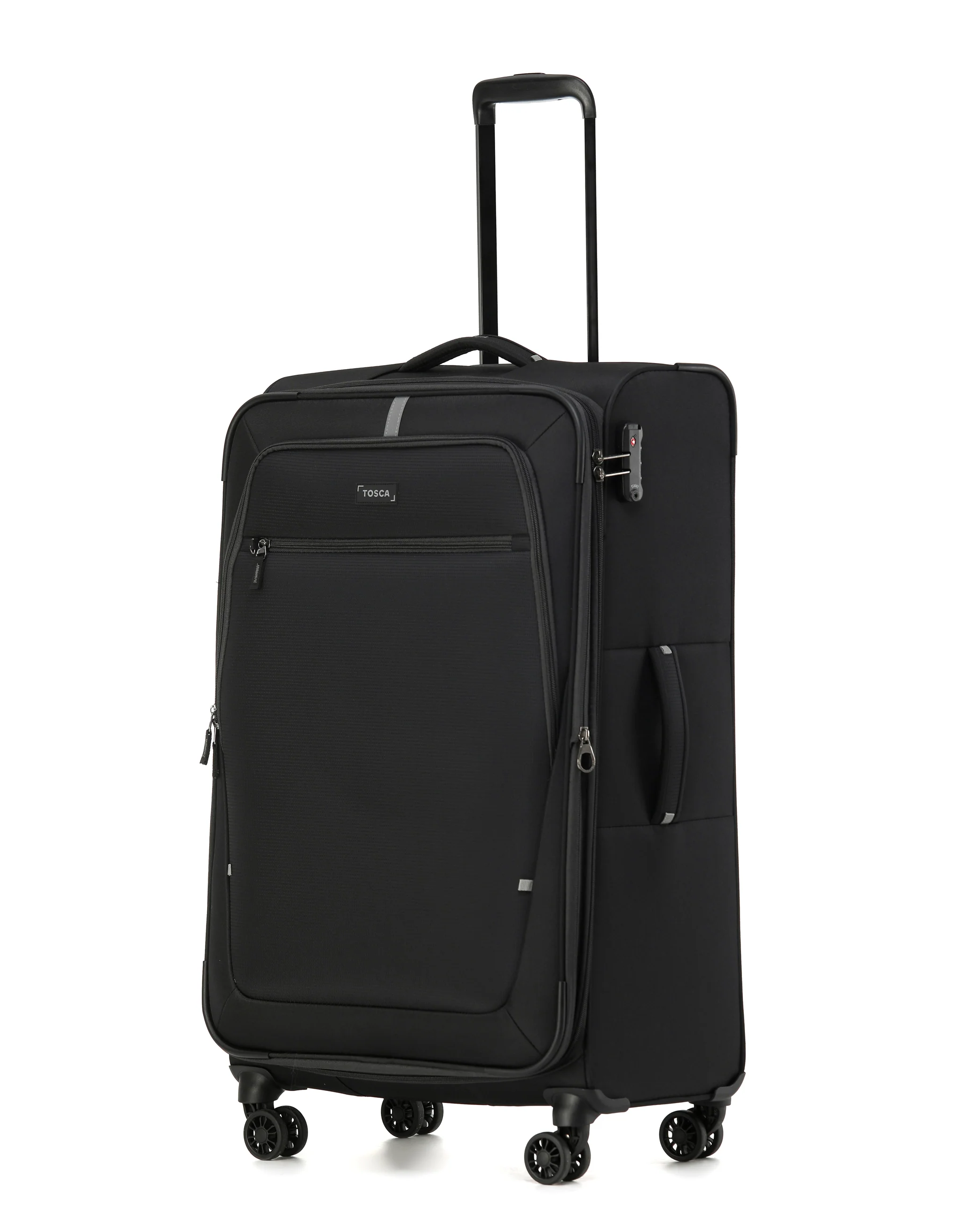 Tosca Luna-Lite Collection 77cm Softside checked four wheel trolley case TCA234A-Black/Grey - Image 2