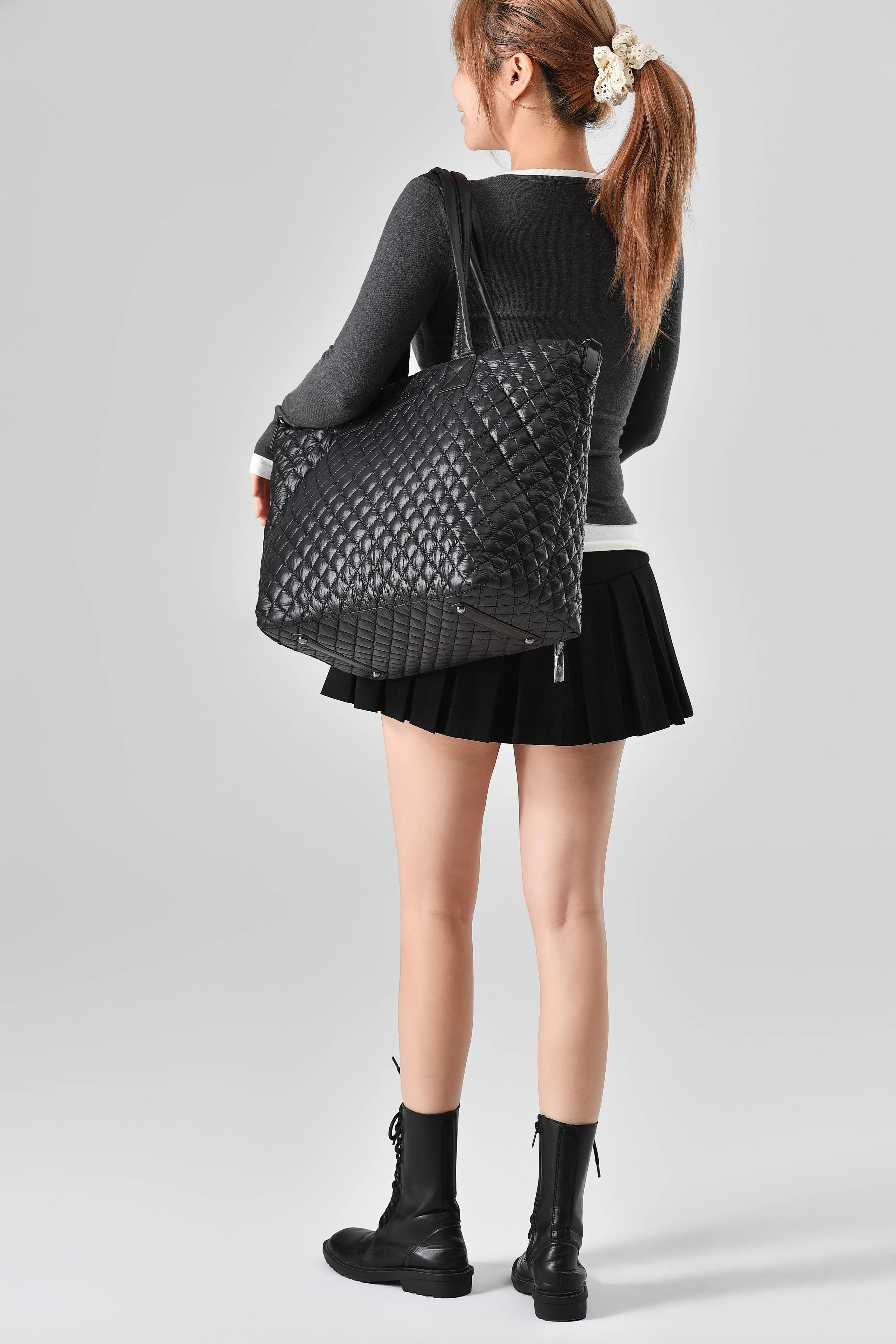 Tosca Metro Collection fashion quilted large travel tote MET980-Black - Image 5