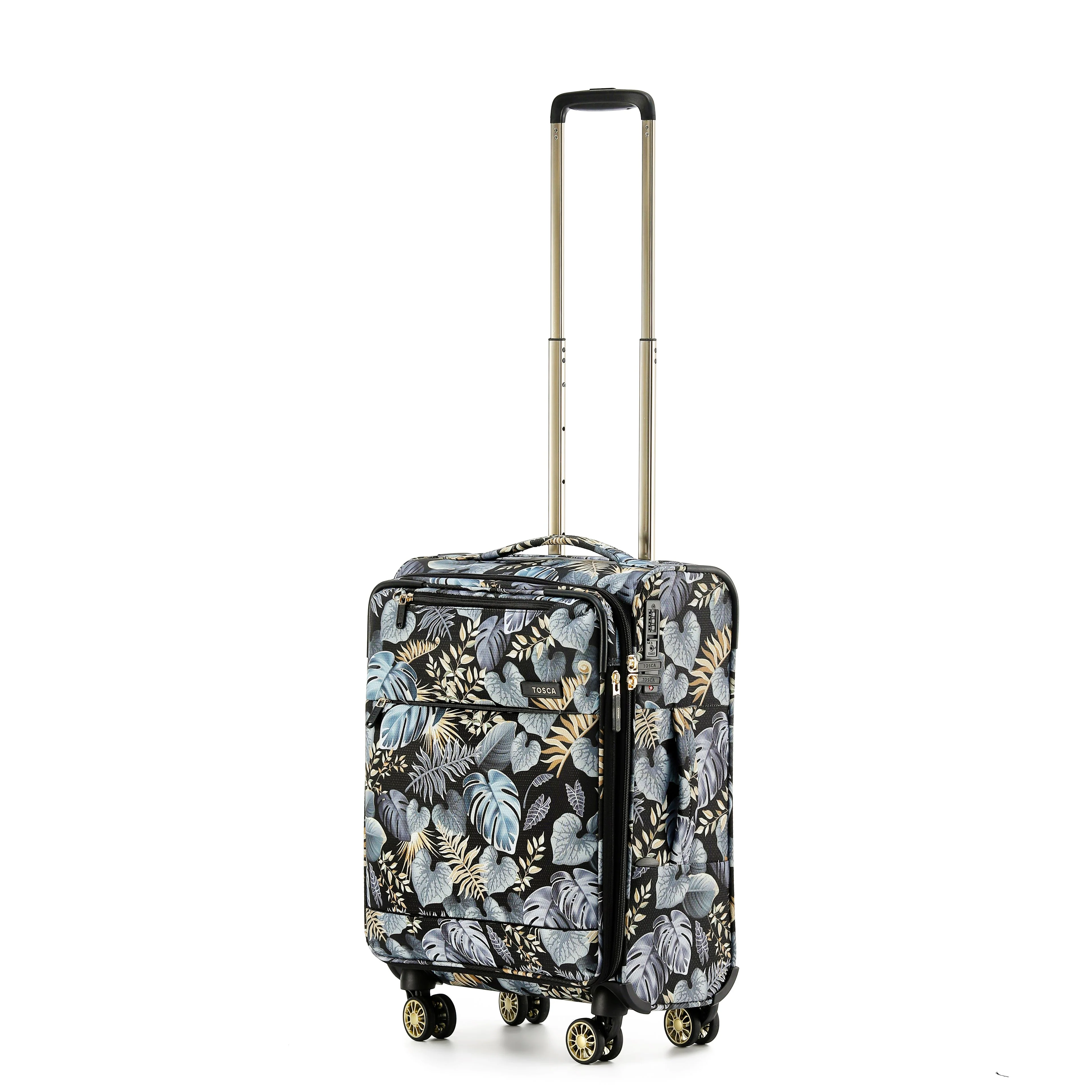 Tosca So-Lite 4.0 Collection soft side 4-wheel carry-on trolley luggage AIR5055C-Golden Palms - Image 2