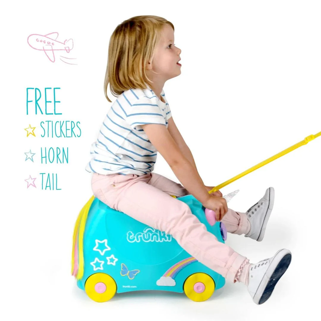 TRUNKI Kids ride-on hard side carry on suitcase TO287-GB01 Una Unicorn - Image 3